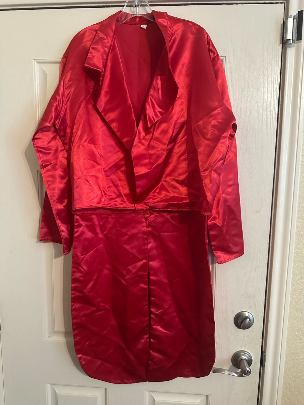 Red Satin custom jacket with tails